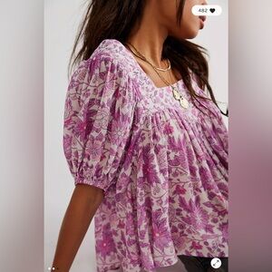 Spell Mossy Short Sleeve Blouse Size Small Lilac